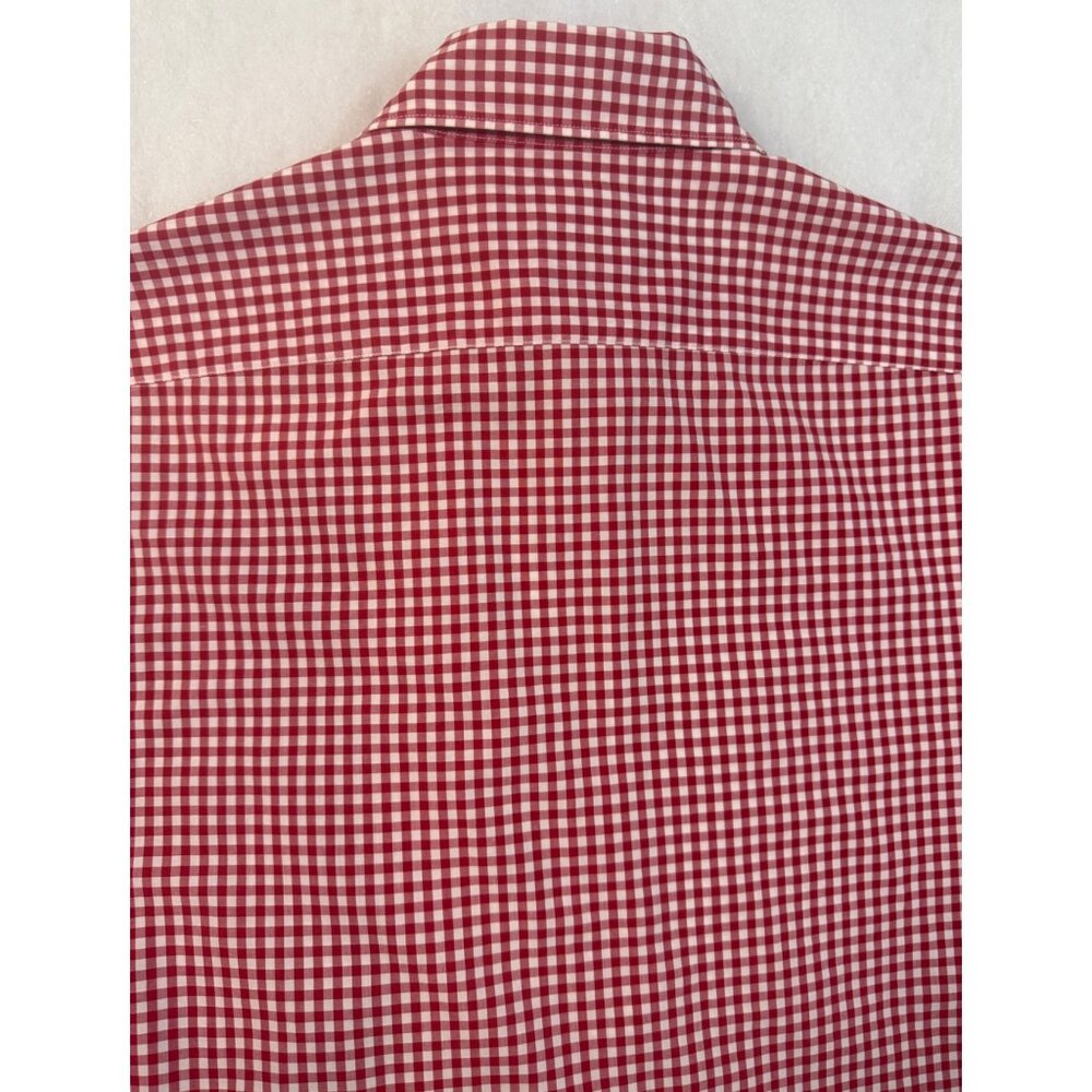 Facconable Mens Red Gingham Button Down Shirt Cla… - image 4